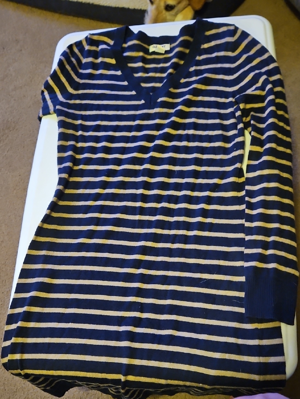 Old Navy Navy and Cream Striped Sweater Dress